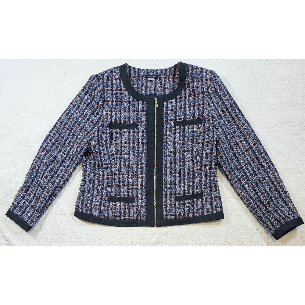 Tommy Hilfiger Metallic Tweed Zip Up Blazer Jacket